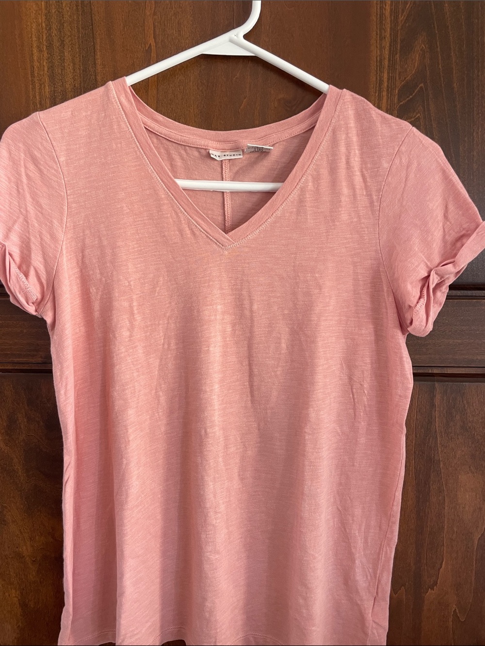 Max Studio Pink V-Neck Short Sleeve Tee
